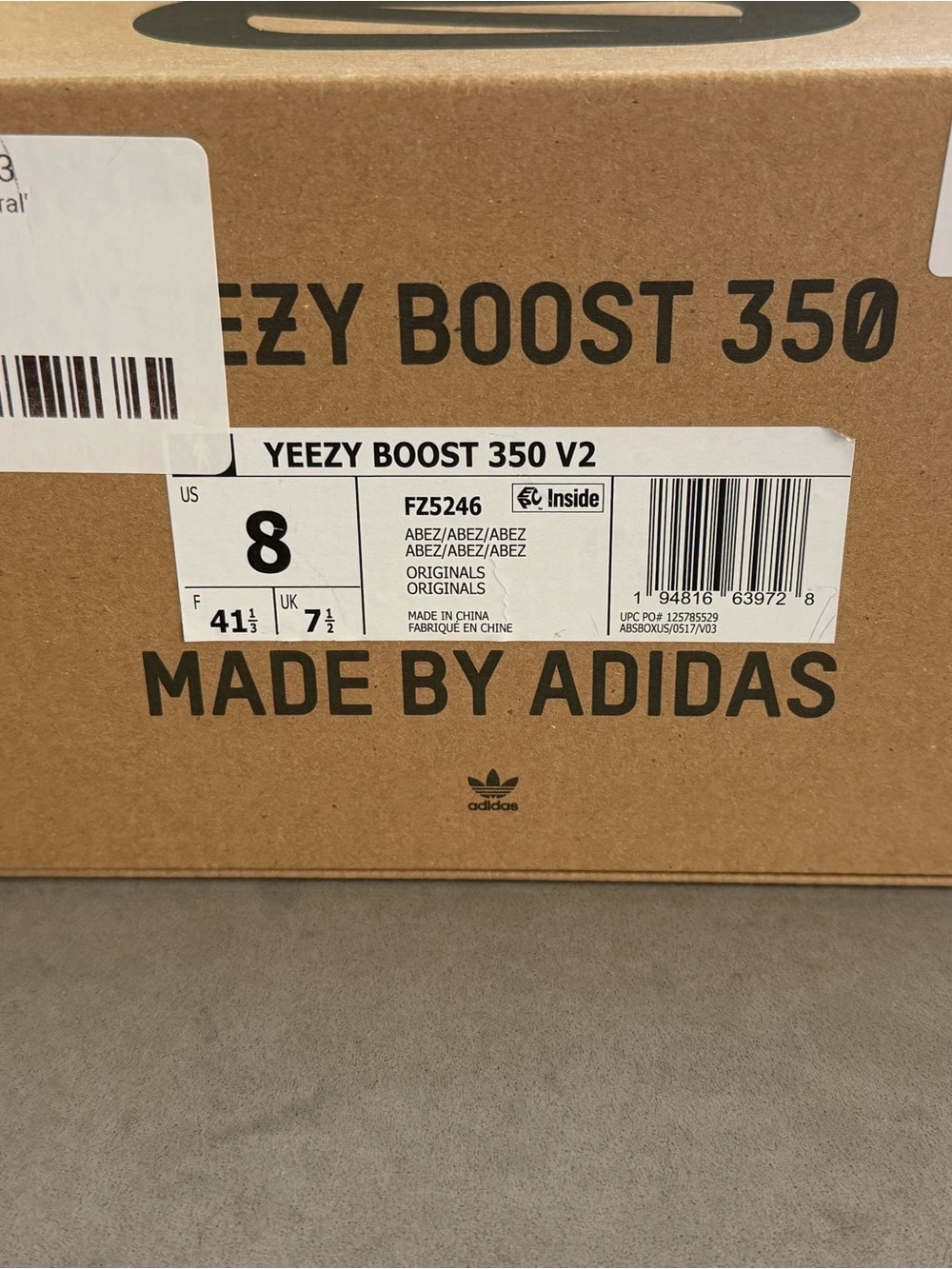 Adidas Originals Yeezy Boost 350 V2 Box Label - Brown
